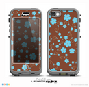 The Brown and Blue Floral Layout Skin for the iPhone 5c nüüd LifeProof Case