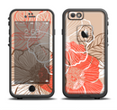 The Brown and Orange Transparent Flowers Apple iPhone 6/6s LifeProof Fre Case Skin Set