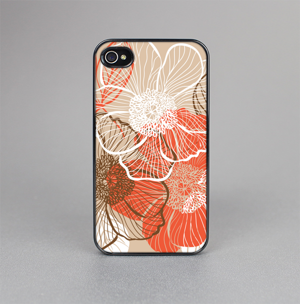 The Brown and Orange Transparent Flowers Skin-Sert for the Apple iPhone 4-4s Skin-Sert Case