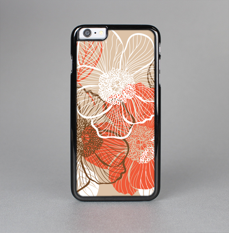 The Brown and Orange Transparent Flowers Skin-Sert Case for the Apple iPhone 6 Plus