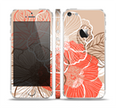 The Brown and Orange Transparent Flowers Skin Set for the Apple iPhone 5