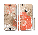 The Brown and Orange Transparent Flowers Sectioned Skin Series for the Apple iPhone 6s Plus