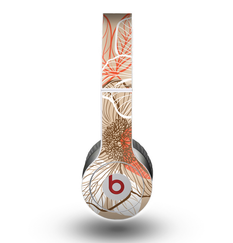 The Brown and Orange Transparent Flowers Skin for the Beats by Dre Original Solo-Solo HD Headphones