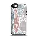The Brown and Teal Lace Design Apple iPhone 5-5s Otterbox Symmetry Case Skin Set