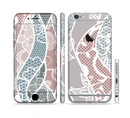 The Brown and Teal Lace Design Sectioned Skin Series for the Apple iPhone 6s Plus