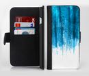 The Brushed Vivid Blue & White Background Ink-Fuzed Leather Folding Wallet Credit-Card Case for the Apple iPhone 6/6s, 6/6s Plus, 5/5s and 5c