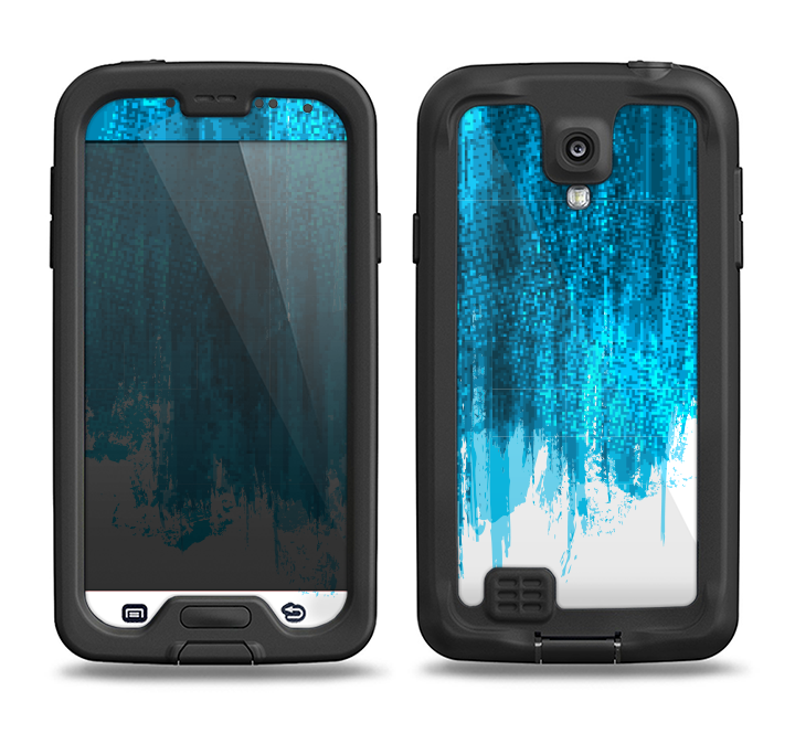 The Brushed Vivid Blue & White Background Samsung Galaxy S4 LifeProof Fre Case Skin Set