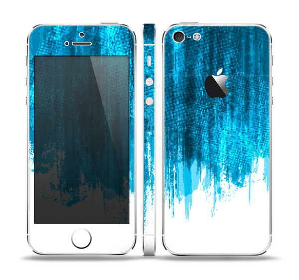 The Brushed Vivid Blue & White Background Skin Set for the Apple iPhone 5