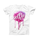 The But First, Selfie ink-Fuzed Front Spot Graphic Unisex Soft-Fitted Tee Shirt