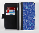 The Butterfly Blue Laced Ink-Fuzed Leather Folding Wallet Credit-Card Case for the Apple iPhone 6/6s, 6/6s Plus, 5/5s and 5c