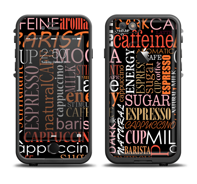 The Cafe Word Cloud Apple iPhone 6/6s Plus LifeProof Fre Case Skin Set