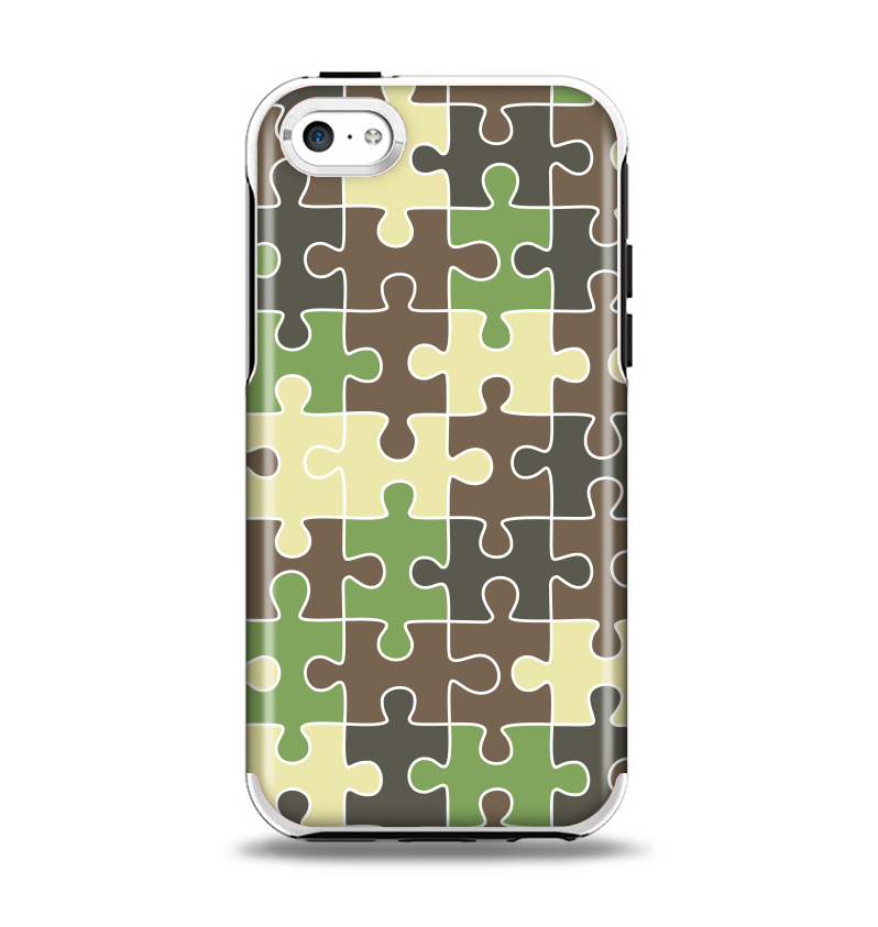 The Camouflage Colored Puzzle Pattern Apple iPhone 5c Otterbox Symmetry Case Skin Set