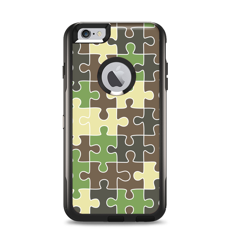 The Camouflage Colored Puzzle Pattern Apple iPhone 6 Plus Otterbox Commuter Case Skin Set