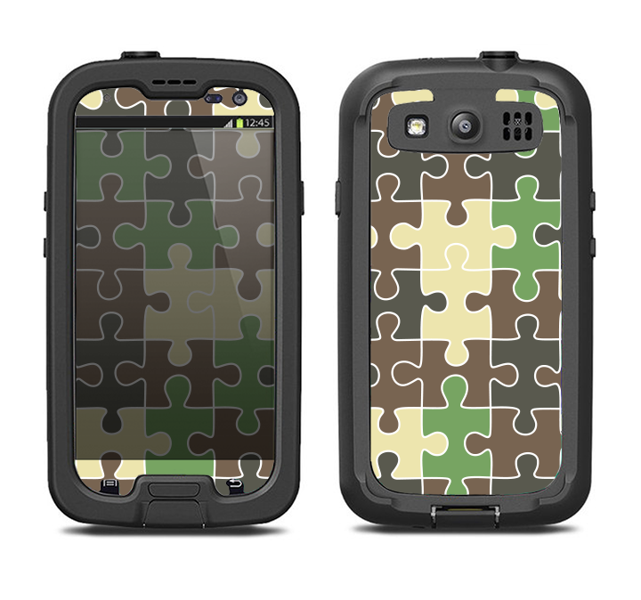 The Camouflage Colored Puzzle Pattern Samsung Galaxy S4 LifeProof Fre Case Skin Set