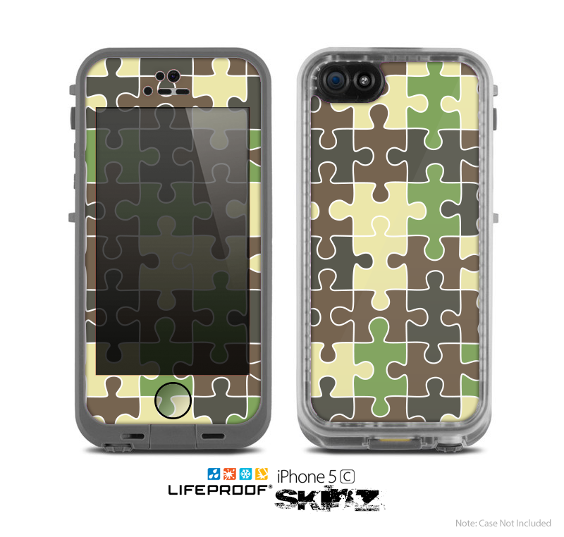 The Camouflage Colored Puzzle Pattern Skin for the Apple iPhone 5c LifeProof Case
