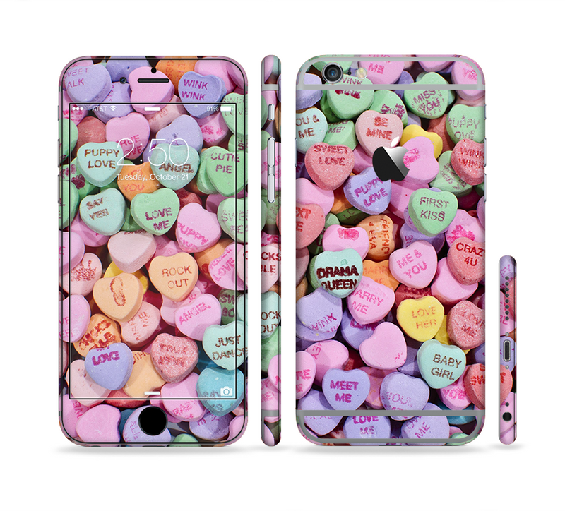 The Candy Worded Hearts Sectioned Skin Series for the Apple iPhone 6s
