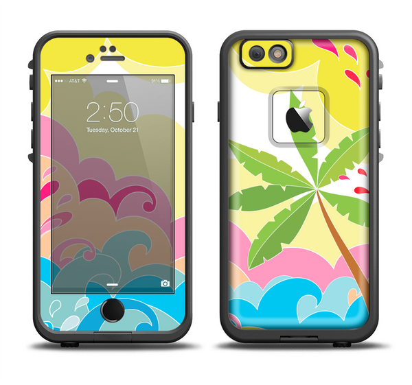 The Cartoon Bright Palm Tree Beach Apple iPhone 6 LifeProof Fre Case Skin Set