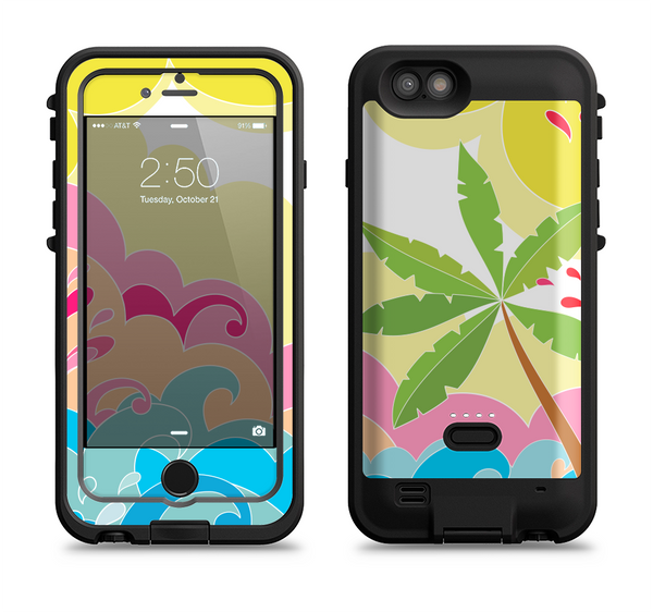 The Cartoon Bright Palm Tree Beach Apple iPhone 6/6s LifeProof Fre POWER Case Skin Set