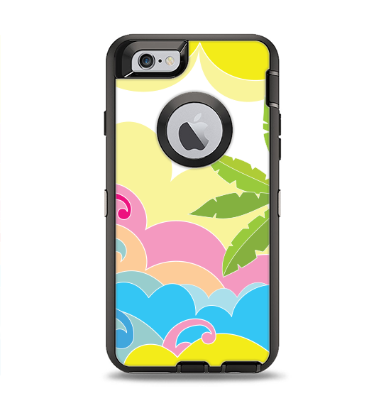 The Cartoon Bright Palm Tree Beach Apple iPhone 6 Otterbox Defender Case Skin Set