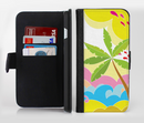 The Cartoon Bright Palm Tree Beach Ink-Fuzed Leather Folding Wallet Credit-Card Case for the Apple iPhone 6/6s, 6/6s Plus, 5/5s and 5c