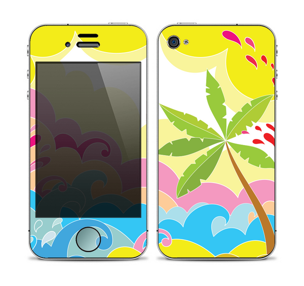 The Cartoon Bright Palm Tree Beach Skin for the Apple iPhone 4-4s