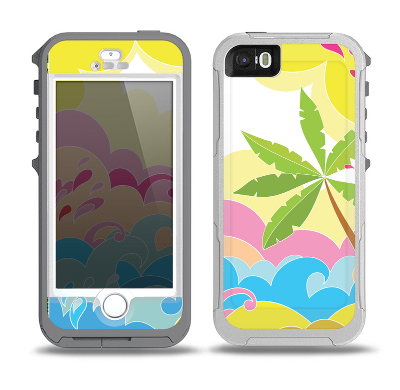 The Cartoon Bright Palm Tree Beach Skin for the iPhone 5-5s OtterBox Preserver WaterProof Case