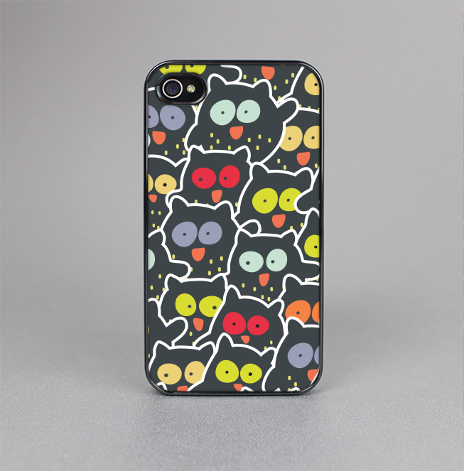 The Cartoon Color-Eyed Black Owls Skin-Sert for the Apple iPhone 4-4s Skin-Sert Case