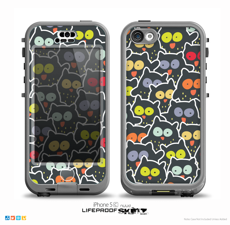 The Cartoon Color-Eyed Black Owls Skin for the iPhone 5c nüüd LifeProof Case