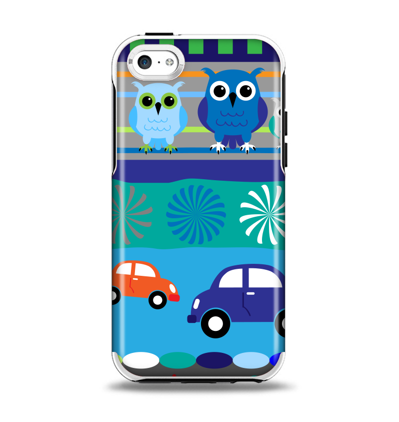 The Cartoon Colored Vector Owls with Cars Apple iPhone 5c Otterbox Symmetry Case Skin Set