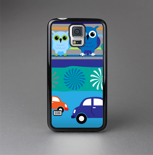 The Cartoon Colored Vector Owls with Cars Skin-Sert Case for the Samsung Galaxy S5