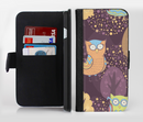 The Cartoon Curious Owls Ink-Fuzed Leather Folding Wallet Credit-Card Case for the Apple iPhone 6/6s, 6/6s Plus, 5/5s and 5c
