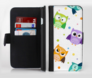 The Cartoon Emotional Owls with Polkadots Ink-Fuzed Leather Folding Wallet Credit-Card Case for the Apple iPhone 6/6s, 6/6s Plus, 5/5s and 5c