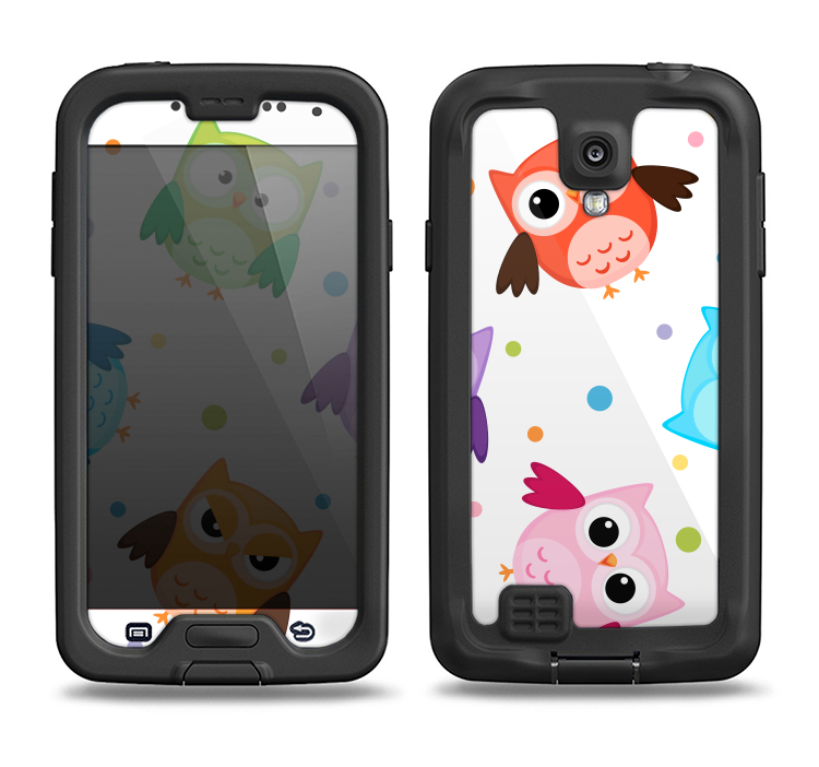 The Cartoon Emotional Owls with Polkadots Samsung Galaxy S4 LifeProof Fre Case Skin Set