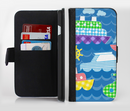 The Cartoon Ships and Submarines Ink-Fuzed Leather Folding Wallet Credit-Card Case for the Apple iPhone 6/6s, 6/6s Plus, 5/5s and 5c