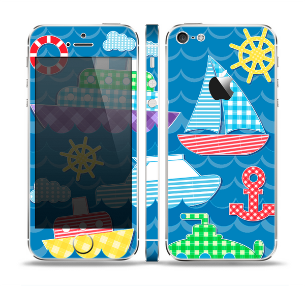 The Cartoon Ships and Submarines Skin Set for the Apple iPhone 5