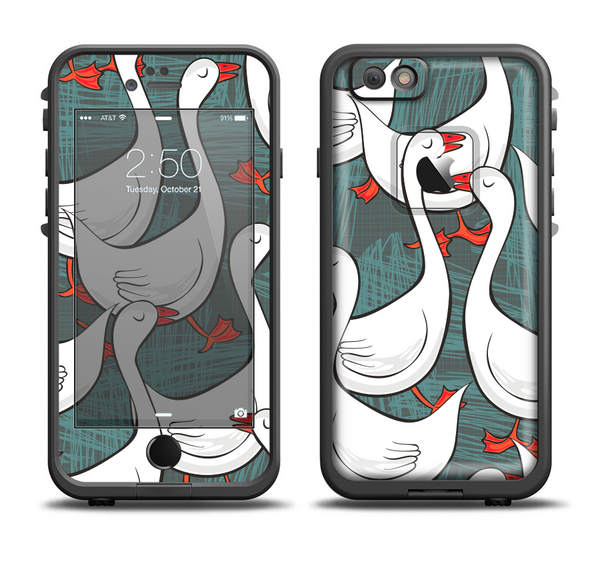 The Cartoon White Geese Apple iPhone 6 LifeProof Fre Case Skin Set