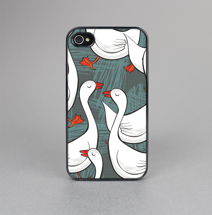 The Cartoon White Geese Skin-Sert for the Apple iPhone 4-4s Skin-Sert Case
