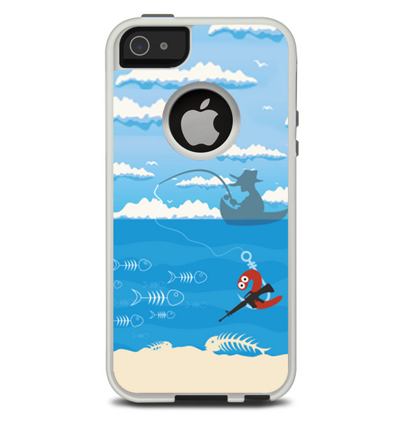 The Cartoon Worm with Machine Gun Irony Skin For The iPhone 5-5s Otterbox Commuter Case