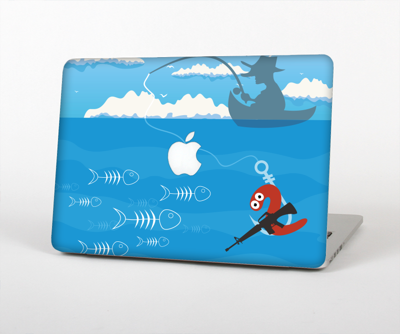 The Cartoon Worm with Machine Gun Irony Skin Set for the Apple MacBook Pro 15" with Retina Display
