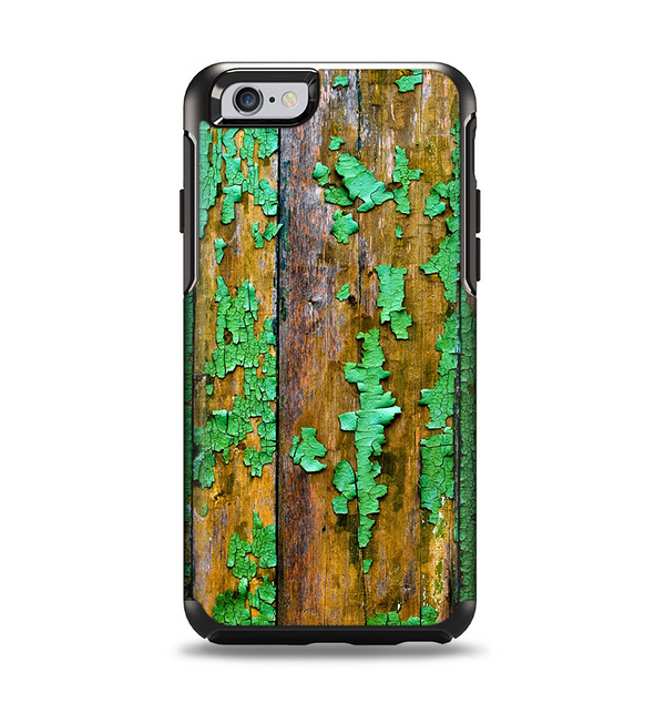 The Chipped Bright Green Wood Apple iPhone 6 Otterbox Symmetry Case Skin Set