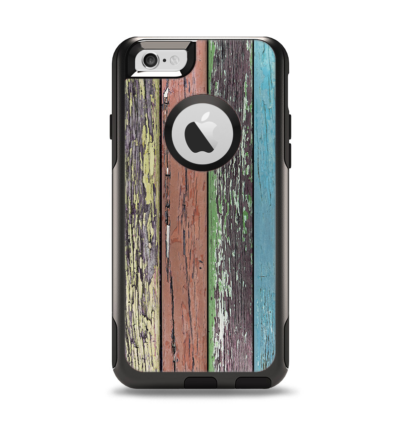 The Chipped Pastel Paint on Wood Apple iPhone 6 Otterbox Commuter Case Skin Set