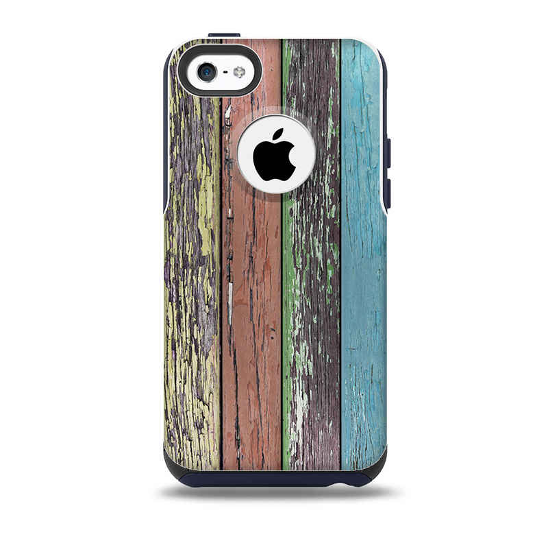 The Chipped Pastel Paint on Wood Skin for the iPhone 5c OtterBox Commuter Case