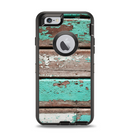 The Chipped Teal Paint On Wood Apple iPhone 6 Otterbox Defender Case Skin Set