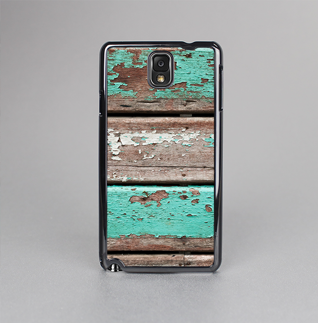 The Chipped Teal Paint On Wood Skin-Sert Case for the Samsung Galaxy Note 3