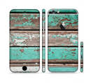 The Chipped Teal Paint On Wood Sectioned Skin Series for the Apple iPhone 6s Plus