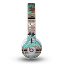 The Chipped Teal Paint On Wood Skin for the Beats by Dre Mixr Headphones