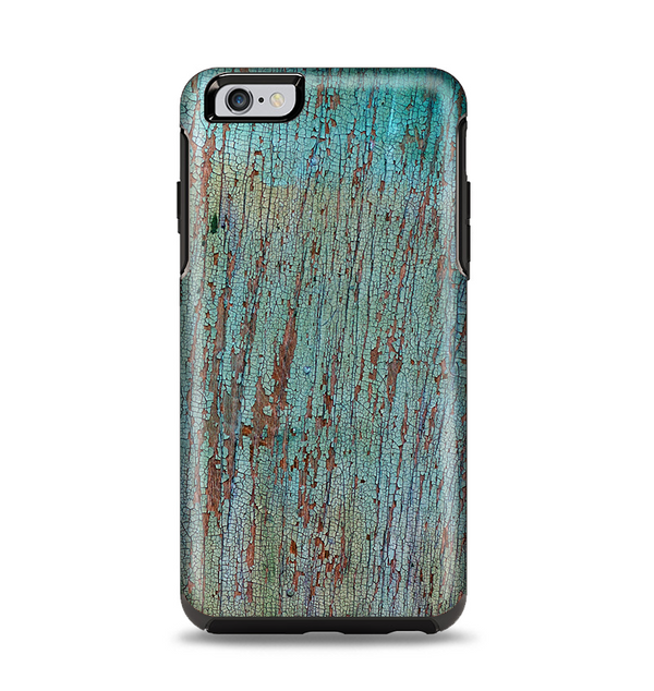 The Chipped Teal Paint on Aged Wood Apple iPhone 6 Plus Otterbox Symmetry Case Skin Set