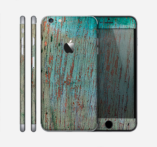 The Chipped Teal Paint on Aged Wood Skin for the Apple iPhone 6 Plus