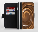 The Chocolate and Carmel Swirl Ink-Fuzed Leather Folding Wallet Credit-Card Case for the Apple iPhone 6/6s, 6/6s Plus, 5/5s and 5c