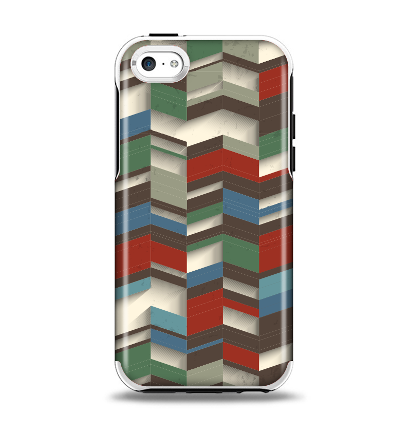 The Choppy 3d Red & Green Zigzag Pattern Apple iPhone 5c Otterbox Symmetry Case Skin Set